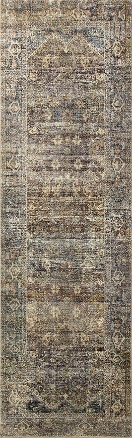 Loloi Amber Lewis Morgan Collection MOG-05 Spice/Lagoon 2'-0" x 5'-0" 38" Thick Accent Rug feat. CloudPile, Neutral, Room Décor, Vintage Inspired, Livingroom, Bedroom, Dining Area