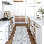 Washable Area Rug. Modern Farmhouse. Vintage. Turkish. Bohemian. Distressed. Oriental. Traditional. Rugs for Living Room. Dining. Bedroom. Office. Entryway. Foyer. (861GG, 2'5" x 13')