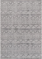 Beverly Rug Waikiki Indoor Outdoor Rug 5x7, Washable Outside Carpet for Patio, Deck, Porch, Trellis Area Rug, Water Resistant, Dark Grey - Light Grey