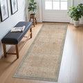 2x10 Runner Rug Machine Washable Boho Runners for Hallway,Ultra-Thin Low Pile Rug,Lightweight Indoor Carpet,Non Slip Floral Runners for Enrtyway, Corridor, Home Office, Kitchen,Light Beige