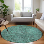 Addison Rugs Chantille ACN591 Teal 8' x 8' Indoor Outdoor Round Rug, Easy Clean, Machine Washable, Non Shedding, Bedroom, Living Room, Dining Room, Kitchen, Patio Rug