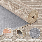 Nakagishi 5x8 Area Rug Living Room: Washable Boho Large Neutral Soft Rugs Farmhouse Stain Resistant Modern Indoor Non-Slip Floor Carpet for Bedroom Nursery Kids Playroom Office Dining Room- Dark Brown