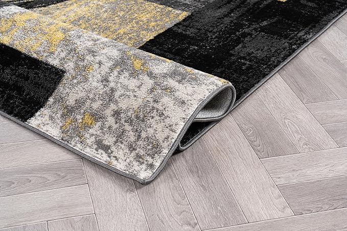 Rugshop Contemporary Circle Design Runner Rug, Non-Shedding Carpet for Hallway, Kitchen, or Entryway, Yellow, 2' x 7'2"