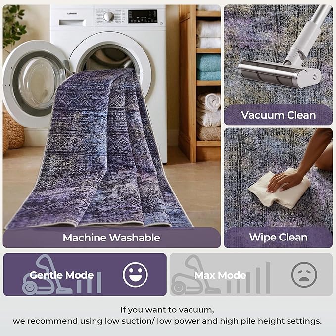 Kokia Abstract Area Rugs 9x12 Bedroom Washable Decor Low Pile Non-Slip Non-Shedding Indoor Black Gray Carpet Foldable Stain Resistant Floor Mat Living Room Dining Room, Oslo Nebula