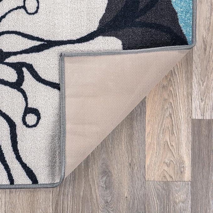 Rugshop Gray Large Floral Non-Slip Runner Rug Fade Resistant for Hallway, Entryway and Kitchen, 2'7" x 10'