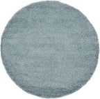 Unique Loom Solid Shag Collection Area Rug (6' 1" Round, Light Slate Blue)