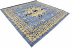 Unique Loom Taftan Collection Border Geometric Tribal Inspired Design Area Rug, 8 ft, Light Blue/Gold