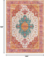 Moynesa Ultra-Thin Washable 10x14 Area Rugs for Bedroom, Pink Large Living Room Rug Non Slip, Medallion Oriental Indoor Floor Carpet for Dining Room Table Dorm Home Office Decor
