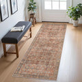 2x6 Runner Rug Machine Washable Boho Runners for Hallway,Ultra-Thin Low Pile Rug,Lightweight Indoor Carpet,Non Slip Floral Runners for Enrtyway, Corridor, Home Office, Kitchen,Terracotta/Indigo