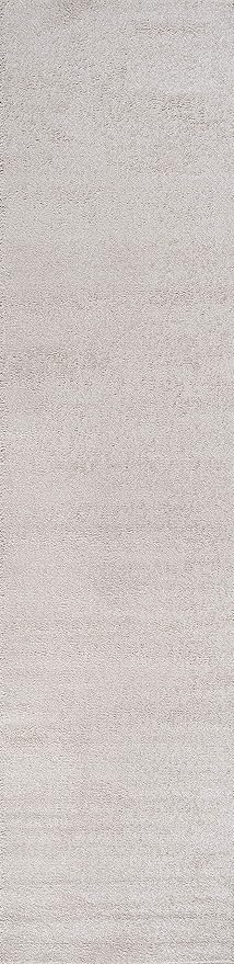 Eyely UES100D-214 Supersoft Haze Solid Low-Pile Indoor Runner Rug, Coastal, Bohemian, Minimalist, Classic, Casual for Bedroom,Kitchen,Living Room,Non Shedding,Easy-Washing, Ivory, 2 X 14