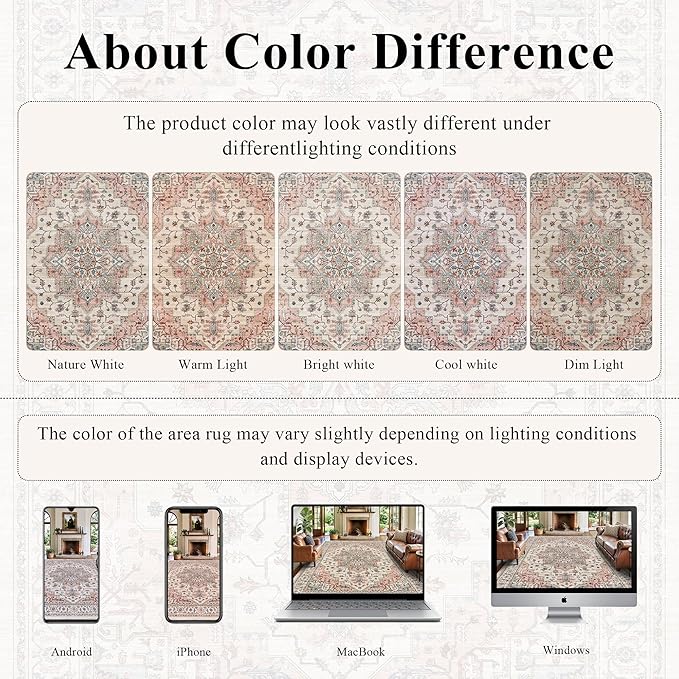 3x5 Vintage Distressed Area Rugs for Indoor Entrance Stain Resistant Washable Entryway Rug Ultra Soft Low Pile Lightweight Carpet Faux Wool Rugs for Living Room Bedroom Playroom Home Office