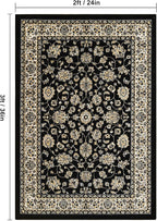 XWZO Entryway Area Rug 2x3ft — Soft Low Pile Door Floor Mat with Non-Slip Backing for Bedroom Bathroom Kitchen Laundry, Spill Resistant Washable Small Indoor Carpet for Doorway & Entrance, Black
