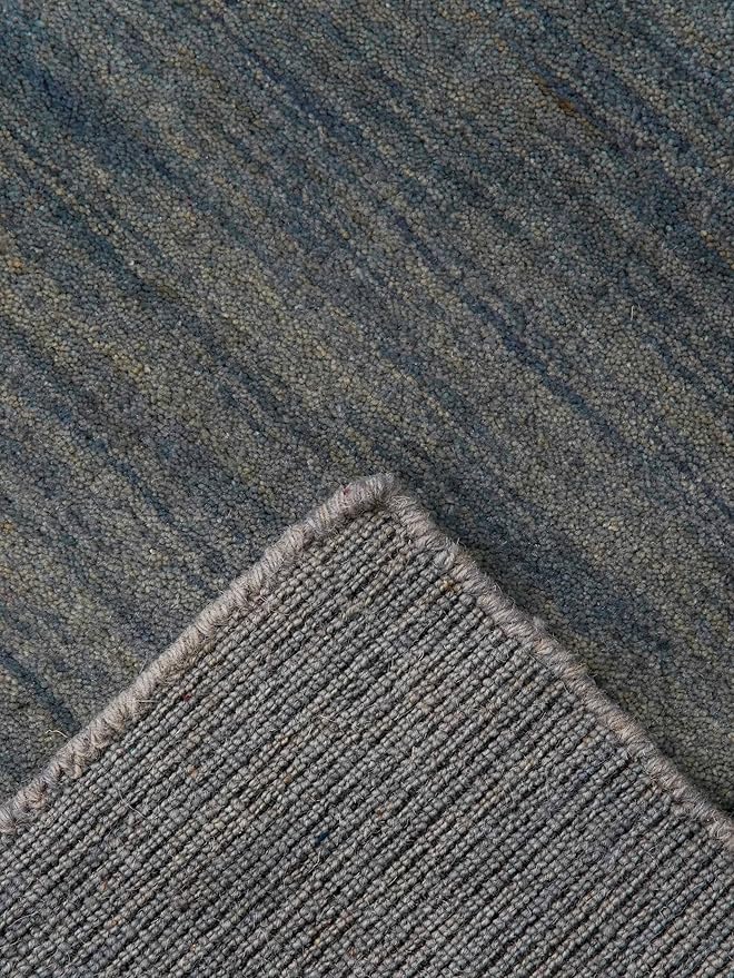 Hand Knotted Loom Wool ECO-Friendly Area Rugs - 8'x8', Square, Light Blue Color, Solid Plain Design, High Pile Handmade Anti Skid Area Rugs for Living Room, Bed Room (L00111)