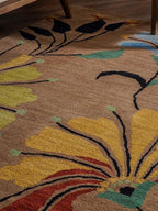 Rugsotic Carpets Hand Tufted Wool ECO-Friendly Area Rugs - 9'x12', Rectangle Shape, Camel, Floral Modern Design, High Pile Thick Handmade Anti Skid Area Rugs for Living Room, Bed Room (K00219)