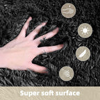 4x6 Solid Fluffy Black Area Rug – Washable, Durable, Living Room Rug, Non-Slip High Pile Shag Rugs for Bedroom, Living Room, Bedside, Dorms, Nursery Rooms, Kids Room, Soft Indoor Floor Carpet