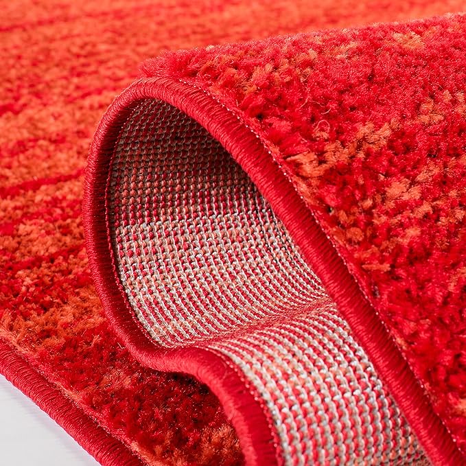 SAFAVIEH Adirondack Collection Area Rug - 6'7" Square, Red & Grey, Modern Ombre Design, Non Shedding & Easy to Clean, Ideal for Living Room, Bedroom, Office, Dining Space (ADR113Q)