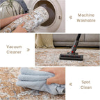GENIMO 6x9 Area Rugs for Living Room, Non Slip Machine Washable Retro Rugs, Low Pile Chenille Print Rug for Bedroom, Dining Room, Home Office, Orange