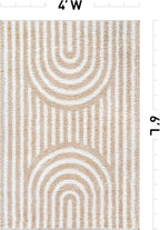 Rugshop Abstract Arch Shag Area Rug Beige 4' x 6' Ideal for Small Living Rooms, Offices, or Beside The Bed