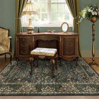 3x5 Floral Washable Area Rug for Living Room, Vintage Boho Rugs for Bedroom Dining Room, Botanical Birds Non Slip Low Pile Forest Throw Carpet for Farmhouse Office, Retro Gold/Green