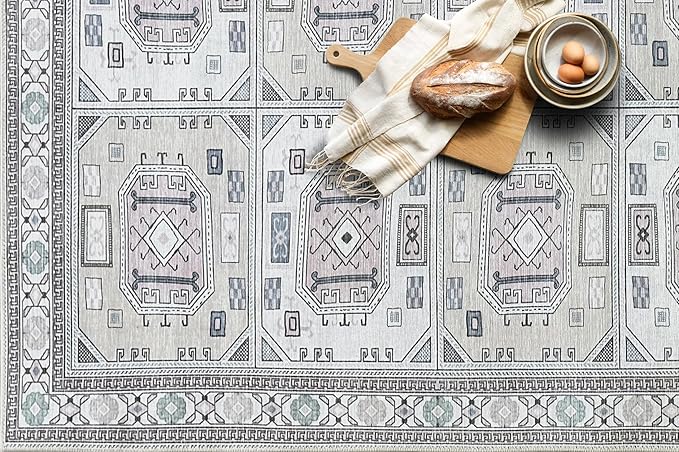 Fame Living Faded Oushak Rug, Turkish Vintage Floral Pastel Large Oversized Area Rugs for Living Room Dining Bedroom Kitchen Bathroom Nursery (848BrCr, 5' x 6'9")