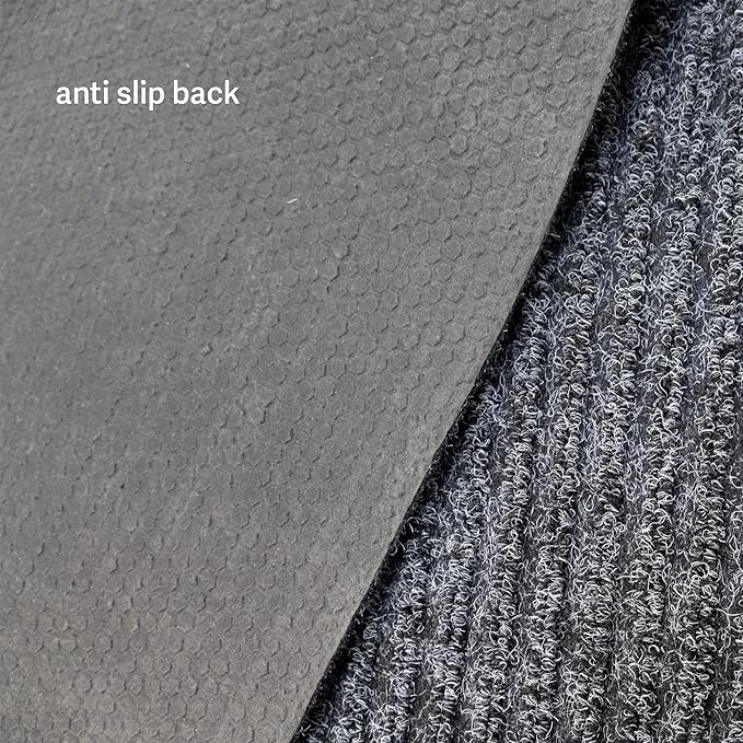 English Home Custom Size Non Slip Striped Design Durable Anti Slip Back Tough Pile Runner Rug for Hallway, Outdoor, Indoor, Commercial, Residential, Pool, Office (Dark Gray, 26" x 13')