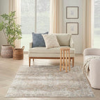 Nourison Home Astra Machine Washable Beige 6'7" x 9' Area Rug - Easy Clean, Non Shedding, Bed Room, Living Room, Dining Room, Kitchen (7' x 9')