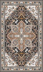 Washable Entryway Rug 3x5 | Non Slip Rug Runners for Hallways, Entryways, Kitchens, Bathrooms, Bedrooms | Ultra-Soft Flannel Carpet Kitchen Rug with Rubber Backing (Black Brown Cream, 3x5)