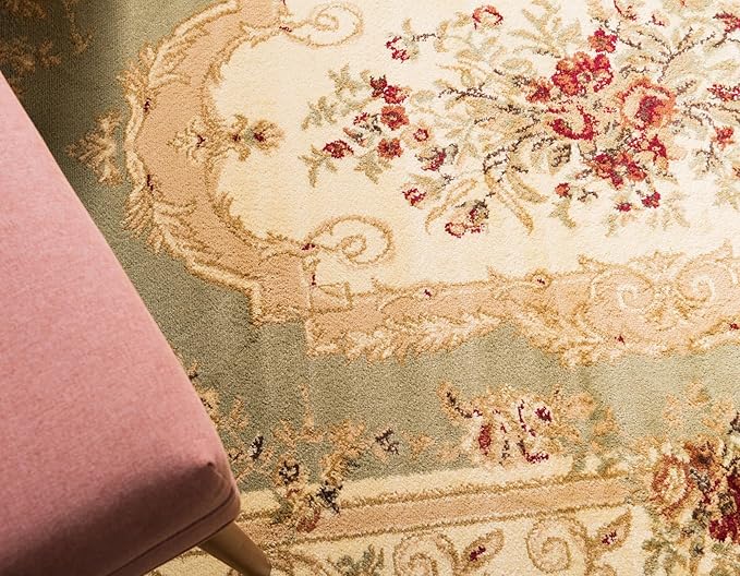 Rugs.com Chateau Collection Rug - 5 Ft Round Green Medium Pile Rug
