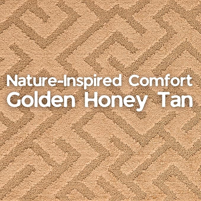 12ft Custom Hallway Rug - Gold Tan | Non-Slip Rubber Backed | Washable & Pet Friendly | Edge Bound