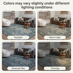 Bavni Washable Runner Rug 2x6, Non Slip Hallway Rug, Vintage Aesthetic Thin Low Pile Washable Carpet for Kitchen Bedroom Entryway, Blue