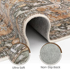 Washable Runner Rug 2x6 | Non Slip Rug Runners for Hallways, Entryways, Kitchens, Bathrooms, Bedrooms | Ultra-Soft Flannel Carpet Runners with Rubber Backing (Light Sage Brown, 2x6)