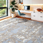 WITSHOCK 8x10 Area Rugs for Living Room: Washable Abstract Large Rug for Dining Room Bedroom Carpet Non Slip 8 by 10 Indoor Modern Nursery Home Office Blue Brown