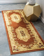 Unique Loom Versailles Collection Traditional Classic Floral Motif Area Rug (2' 2 x 6' 0 Runner, Terracotta/ Ivory)