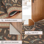 Boho Brown 3x5 Entryway Rugs Indoor - Farmhouse Kitchen Throw Area Rug, Insect Carpet for Bedroom, Mudroom, Laundry Room, Unique Home Décor, Low Pile & Soft Mat
