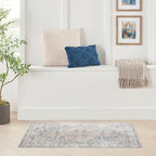 Nourison Home Astra Machine Washable Denim Multicolor 4' x 6' Area Rug - Easy Clean, Non Shedding, Bed Room, Living Room, Dining Room, Kitchen (4' x 6')