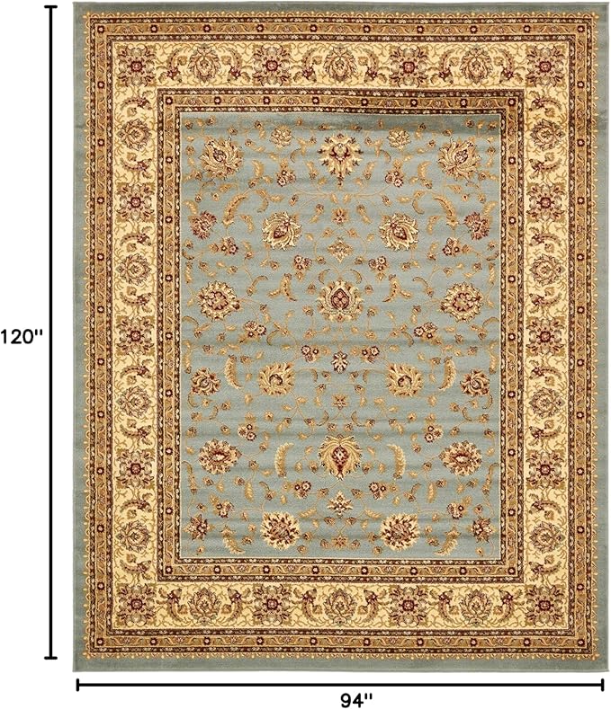Unique Loom Voyage Collection Traditional Oriental Classic Intricate Design Area Rug (8' 0 x 10' 0 Rectangular, Light Blue/Gold)