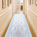 Fame Living Cream Blue Oushak Runner Rug, Modern Runners, Turkish, Eclectic, Pastel, Washable, Small Rugs, Short Runner for Hallway, Entryway, Laundry, Foyer, Bedroom, Kitchen, Bathroom, 2'5"x6'5"