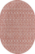 Unique Loom Outdoor Trellis Collection Area Rug - Tribal Trellis (5' 3" x 8' Oval, Rust Red/ Ivory)