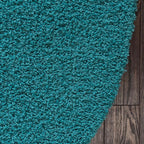 Unique Loom Solid Shag Collection Area Rug (4' 1" Round, Deep Aqua Blue)