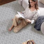 LUMI 4x6 Washable Low-Pile Area Rug for Living Room, Ultra Soft Modern Neutral Rugs with Non Slip Backing, Low Profile Carpet High Traffic for Bedroom, Dining Room, Grey