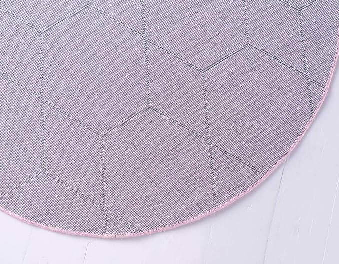 Unique Loom Trellis Frieze Collection Area Rug - Geometric (5' 1" Round, Light Pink/ Ivory)