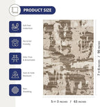 Abani Terra Area Rug for Living Room, Bedroom - Abstract Pattern - Brown Cream - 5' x 8' - Durable & Easy to Clean
