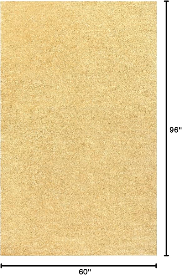 Eyely UES100B-5 Supersoft Haze Solid Low-Pile Indoor Area Rug Casual;Contemporary;Solid;Traditional, Bedroom, Kitchen, Living Room, Easy-Cleaning, Non-Shedding, 5 X 8, Mustard