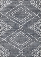ReaLife Rugs Machine Washable Area Rug - Living Room Bedroom Bathroom Kitchen Entryway Office - Padded Crease Free Stain Resistant Premium - Moroccan Diamond Tribal- Jax - Gray- 2'x 3'