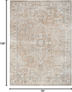 Nourison Home Astra Machine Washable Beige 6'7" x 9' Area Rug - Easy Clean, Non Shedding, Bed Room, Living Room, Dining Room, Kitchen (7' x 9')