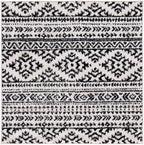 SAFAVIEH Tulum Collection Area Rug - 9' Square, Ivory & Black, Moroccan Boho Tribal Design, Non-Shedding & Easy to Clean, Ideal for Living Room, Bedroom, Dining Space (TUL272B)