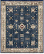 RUGGABLE Washable Vintage Area Rug – Verena Sapphire 8x10, Stain-Resistant, Non-Slip – Large Machine Washable Rugs for Living Room, Bedroom, Hallway, Entryway & Office–with Cushioned Pad