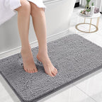 OLANLY Bathroom Rugs 30x18, Extra Soft Absorbent Chenille Bath Rugs, Rubber Backing Quick Dry, Machine Washable Bath Mats for Bathroom Floor, Tub and Shower, Home Decor Accessories, Grey