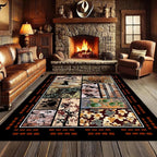 Rustic Cabin Area Rug 4x6ft, Animal & Moroccan Plaid Pattern Vintage Boho Carpet, Stain-Resistant Pet-Friendly & Non-Slip Low Pile for Living Room, Bedroom, Dining Room