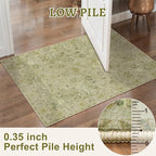 Tangsoo Floral Vintage Rug 2x3 Washable Rug for Entryway, Non Slip Small Area Rugs, Indoor Front Door, Print Distressed Green Door Mat Carpet, Soft Low Pile Rugs for Entrance Kitchen Bedroom
